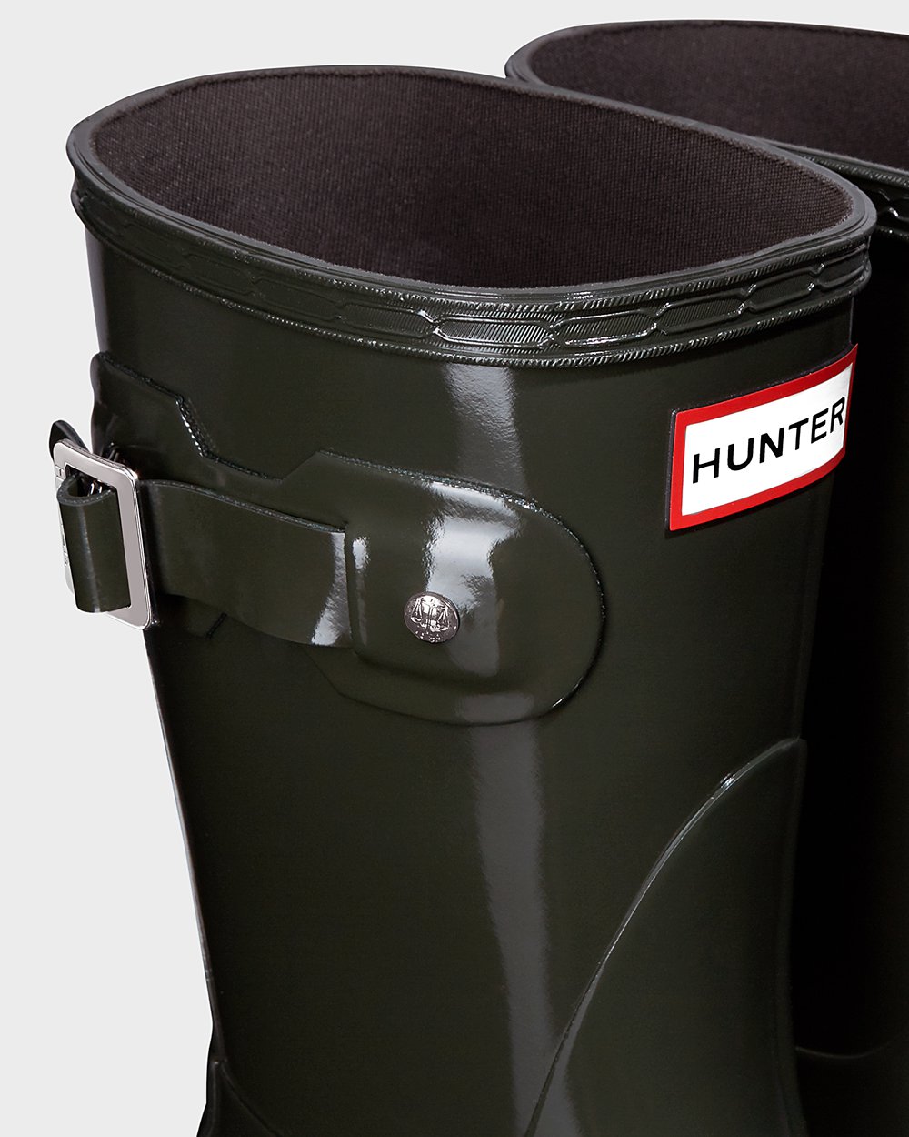 Womens Short Rain Boots - Hunter Original Gloss (87UGIXFJB) - Dark Olive